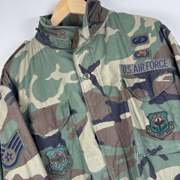 Vintage US Air Force Patches Cold Weather Coat Men Medium Field Green Jacket M65
